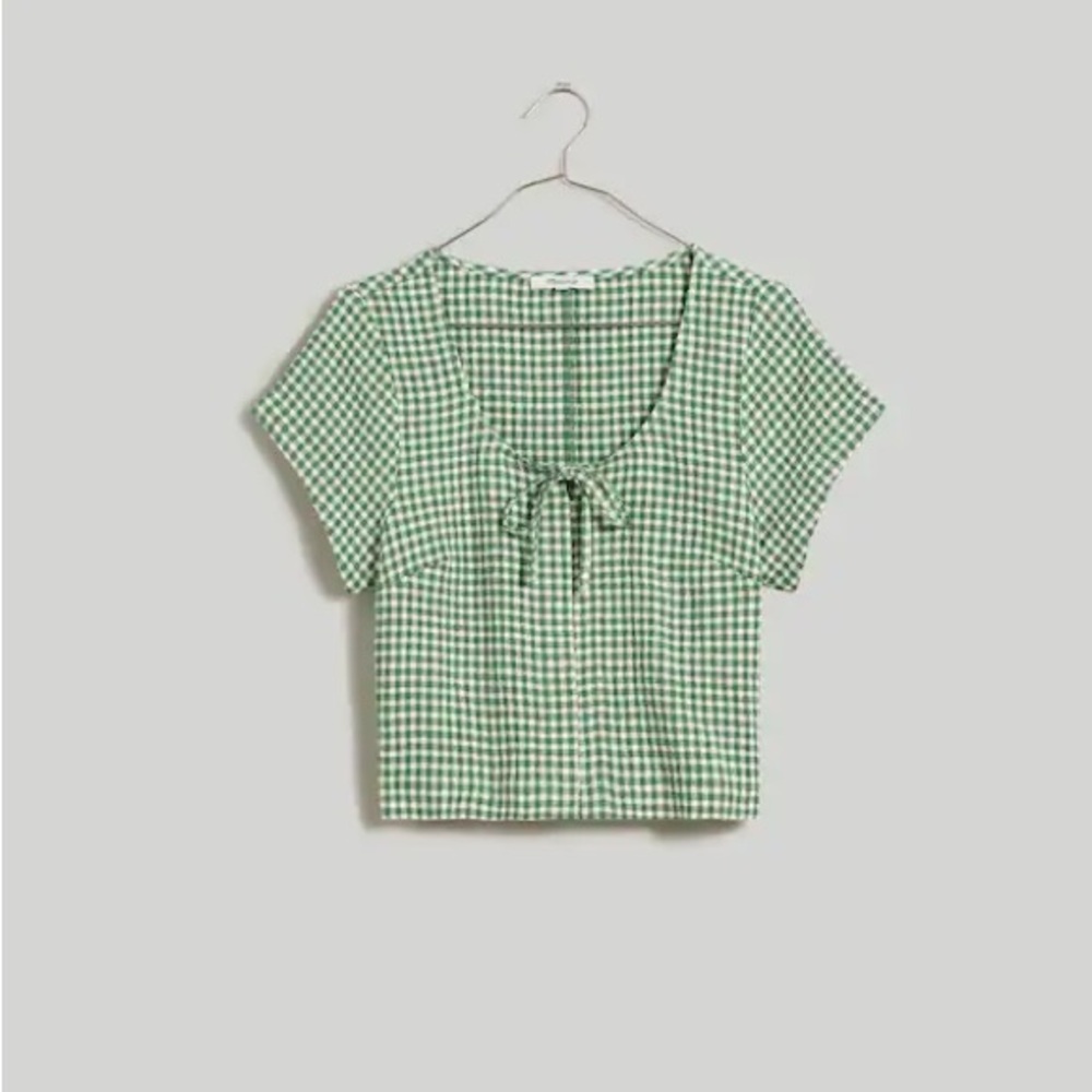 Madewell Tie-Front Crop Top in Yard-Dyed Check